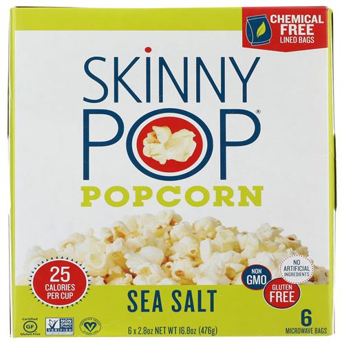 Skinny Pop Sea Salt Microwave Popcorn, 16.8 Oz