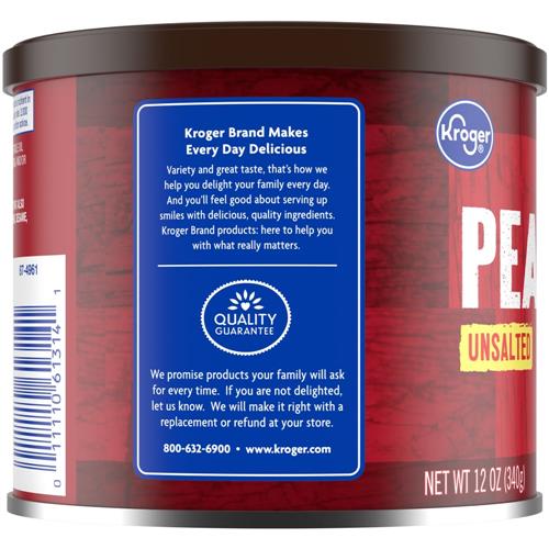 Kroger Unsalted Peanuts 12 oz