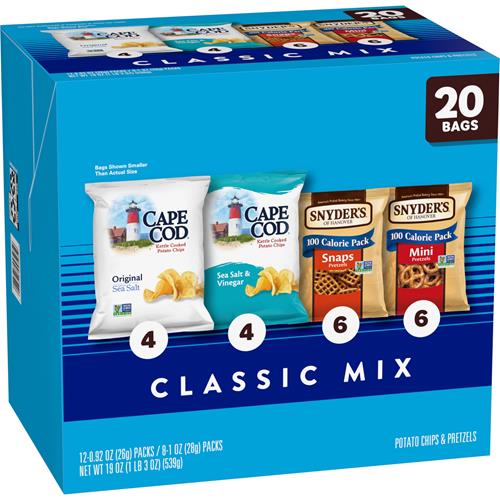 Snyders Of Hanover And Cape Cod Classic Mix Variety Pack, 20 Count Snack Bags