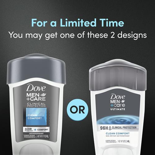 Dove Men + Care Clinical Protection Antiperspirant Clean Comfort Stick For Men 96-Hour Sweat And Odor Protection Clinical Strength Antiperspirant With 1/4 Moisturizing Cream 1.7 Oz