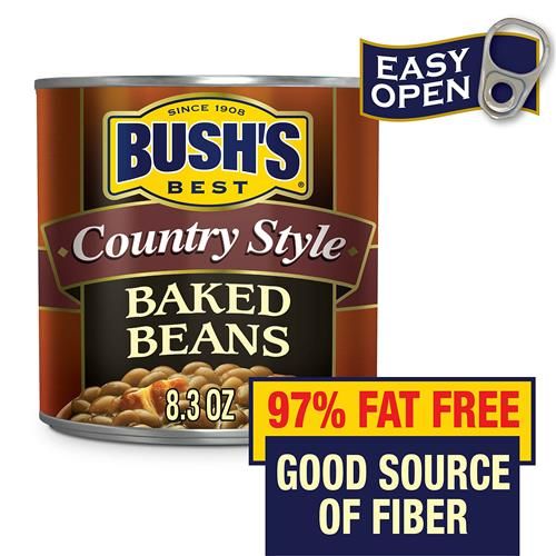 Bushs Best Country Style Baked Beans, Low Fat, Gluten Free, 8.3 Oz