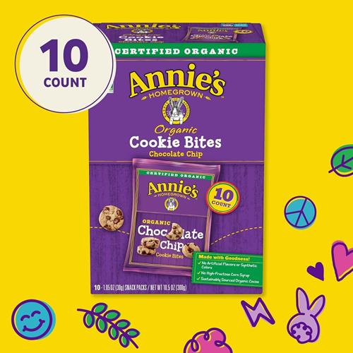 Annies Organic Chocolate Chip Cookie Bites, 10 Pouches, 10.5 Oz