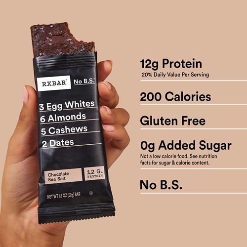 Rxbar Protein Bars, Protein Snack, Snack Bars, Chocolate Sea Salt, 9.1Oz (5 Bars)