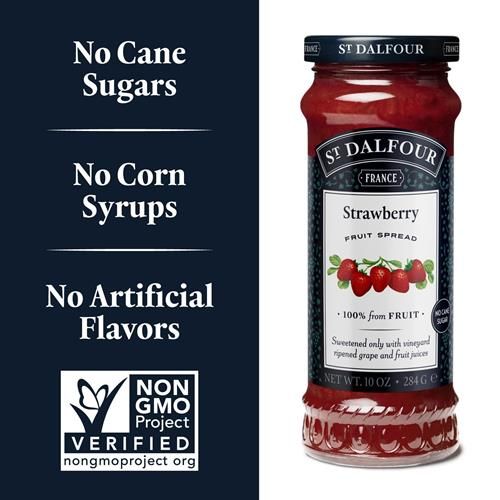 St. Dalfour Strawberry Fruit Spread - 10Oz - 100% From Fruit, No Artificial Ingredients, Non Gmo, No Cane Sugars, All Natural, Made In France