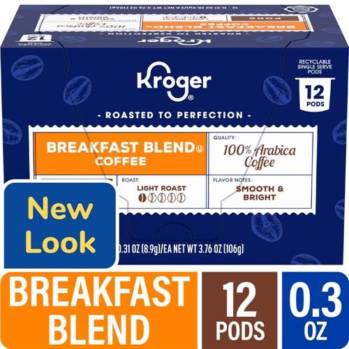 Kroger Breakfast Blend Mild Roast Coffee Pods 12 ct