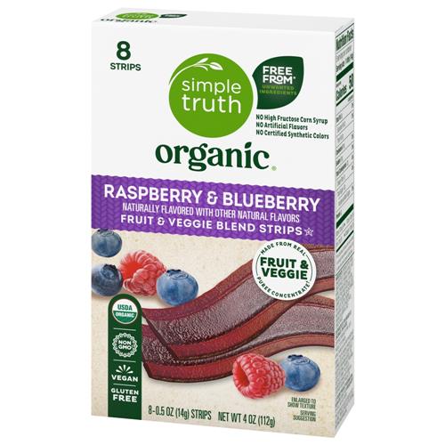 Simple Truth Organic Raspberry & Blueberry Fruit & Veggie Strips 8 ct / 0.5 oz