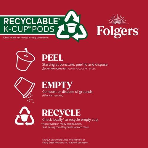 Folgers Toasty Hazelnut Artificially Flavored Coffee, Keurig K-Cup Pods, 10 Count Box
