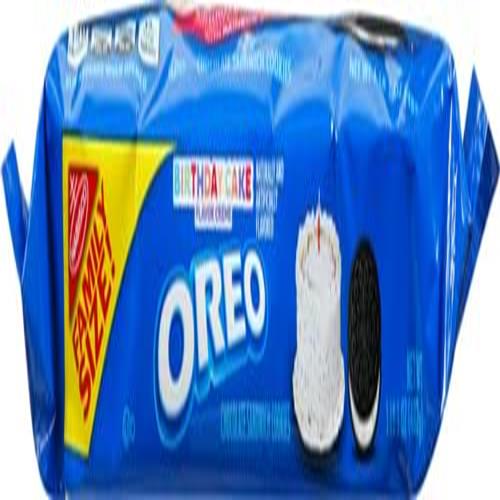 Oreo Birthday Cake Creme Chocolate Sandwich Cookies, Family Size, 17 Oz