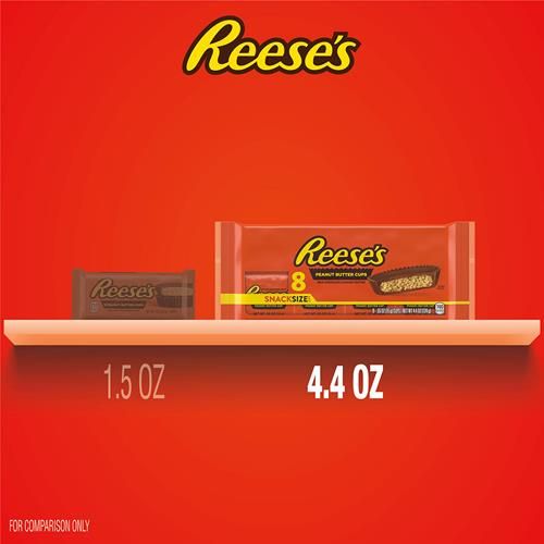 Reeses Milk Chocolate Snack Size Peanut Butter Cups, Candy Packs, 0.55 Oz (8 Count)