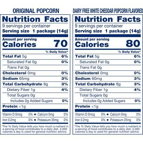 Skinnypop Popcorn, Original And Dairy Free White Cheddar, Gluten-Free, Non-Gmo, 0.5Oz Individual Size Snack Bags (18 Count)