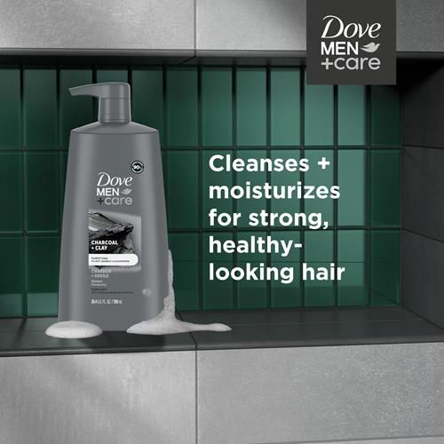 Dove Men+Care Men Shampoo For Healthy-Looking Hair Charcoal + Clay Naturally Derived Plant Based Cleansers 25.4 Oz