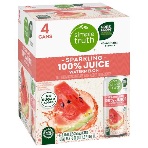 Simple Truth Sparkling 100% Watermelon Juice Cans 4 cans / 8.45 fl oz