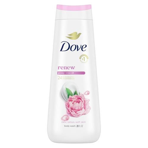 Dove Body Wash Renew Peony & Rose Oil For 24Hr Lotion-Soft Skin Moisturizing Skin Cleanser With No Sulfates No Parabens 20 Oz