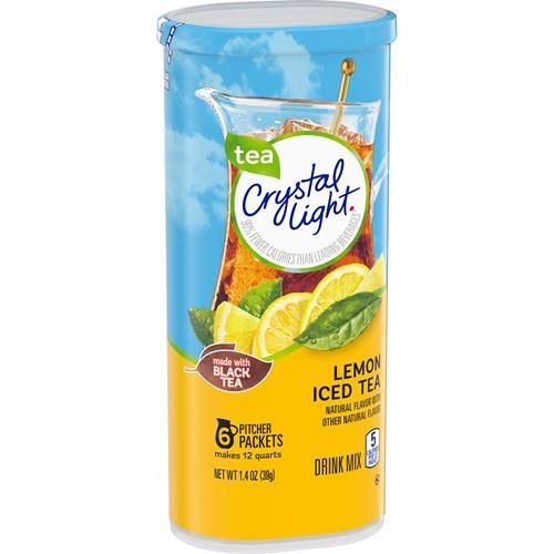 Crystal Light Sugar-Free Lemon Iced Tea Naturally Flavored Powdered Drink Mix 6 Count Pitcher Packets