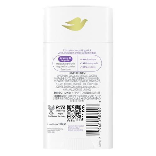 Dove Vitamincare+ Aluminum Free Deodorant Stick For 72H Odor Protection Lavender & Chamomile Breathable Deodorant For Women 2.6 Oz