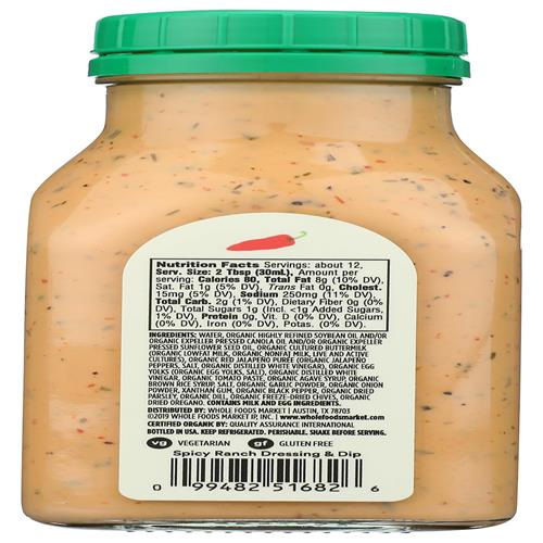 Whole Foods Market, Organic Spicy Ranch Dressing, 12 Fl Oz