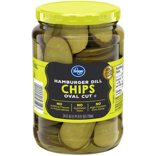 Kroger Hamburger Dill Oval Cut Pickle Chips 24 fl oz