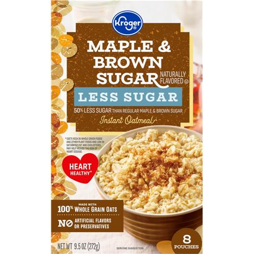 Kroger Maple & Brown Sugar Less Sugar Instant Oatmeal 8 ct