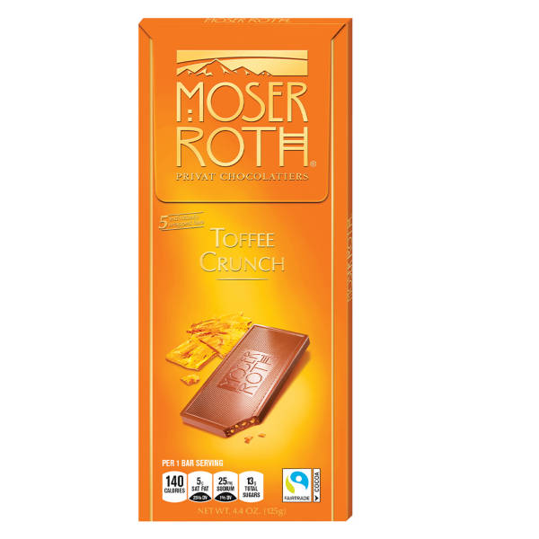 Moser Roth Toffee Crunch Chocolate Bar, 4.4 oz