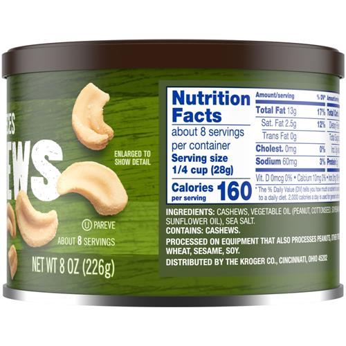 Kroger Halves & Pieces Lightly Salted Cashews 8 oz