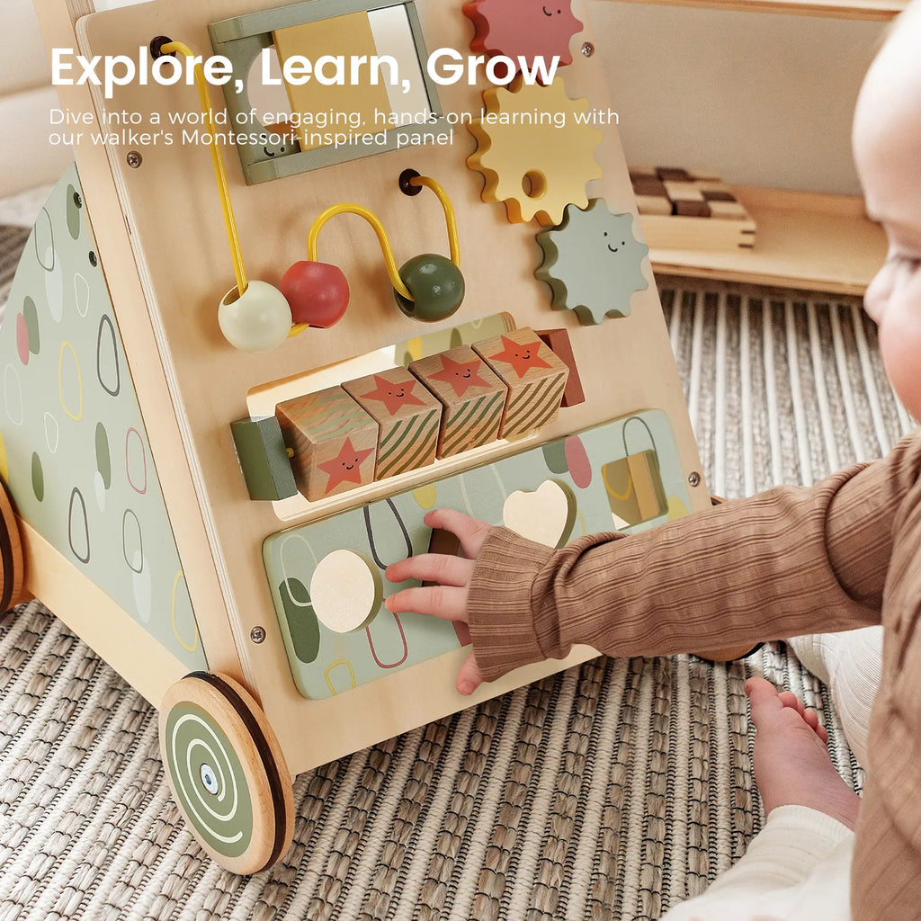 Tiny Land® Sage Green Wooden Baby Walker