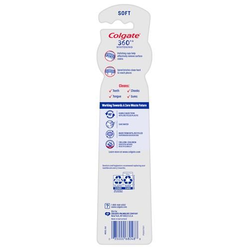 Colgate 360 Optic White Whitening Toothbrush, Soft - 2 Count