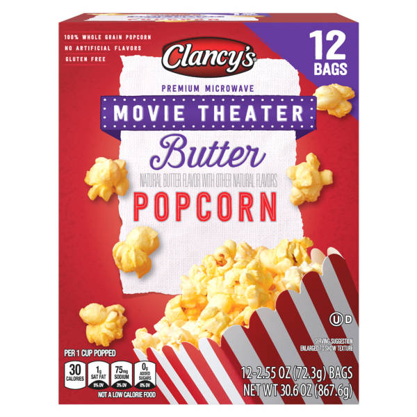 Clancy's Movie Theater  Butter Microwave Popcorn, 12 count