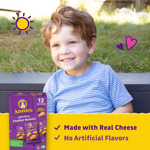 Annies Organic Cheddar Bunnies Baked Snack Crackers, 12 Oz., 12 Pouches