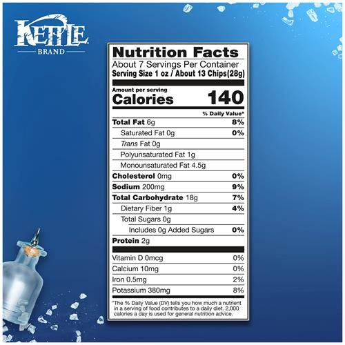Kettle Brand Potato Chips, Air Fried Sea Salt & Vinegar Kettle Chips, 6.5 Oz Bag