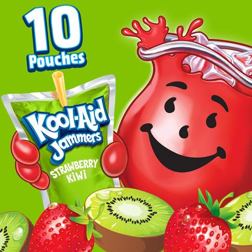 Kool-Aid Jammers Strawberry Kiwi Flavored Drink, 10 Ct Box, 6 Fl Oz Pouches
