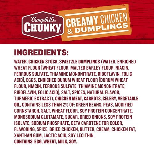Campbells Chunky Soup, Creamy Chicken And Dumplings Soup, 18.8 Oz Can