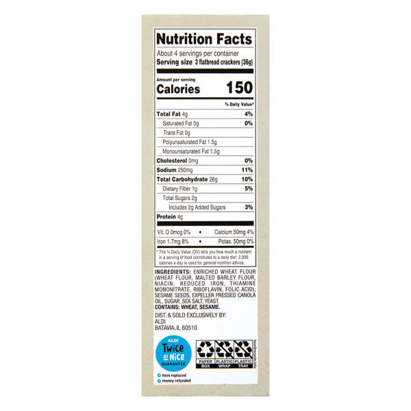 Savoritz Sesame Flatbread Cracker, 5 oz
