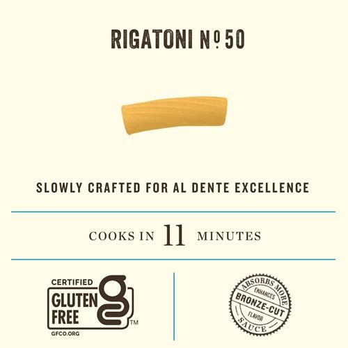 Rummo Gluten Free Rigatoni N.50 - Gluten Free Pasta, Made With Corn & Rice, Rigatoni Pasta Noodles, Pasta From Italy - 12 Ounce (Pack Of 1)