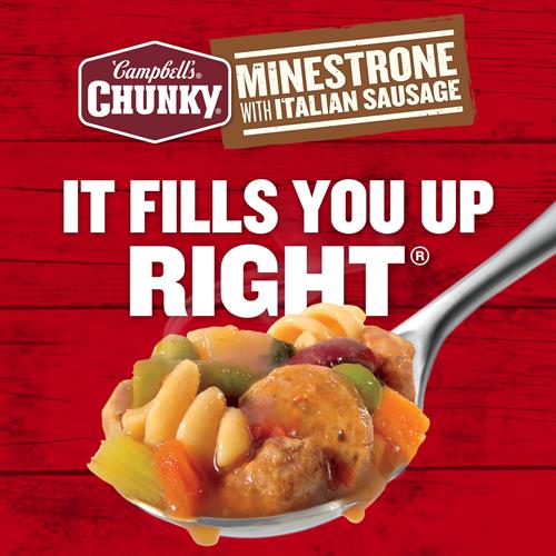 Campbell’S Chunky Soup, Minestrone With Italian Sausage Soup, 18.8 Oz Can