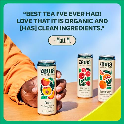 Zevia Organic Sweetened Raspberry Black Tea, 12 Fz
