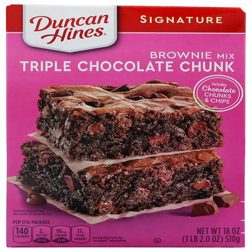 Duncan Hines Signature Triple Chocolate Chunk Brownie Mix, 18 Oz