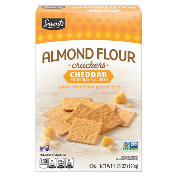 Savoritz Gluten Free Cheddar Flavored Almond Flour Crackers, 4.25 oz