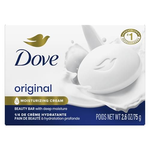 Dove Beauty Bar Soap Original, For Soft, Smooth Skin, With 1/4 Moisturizing Cream 2.6 Oz