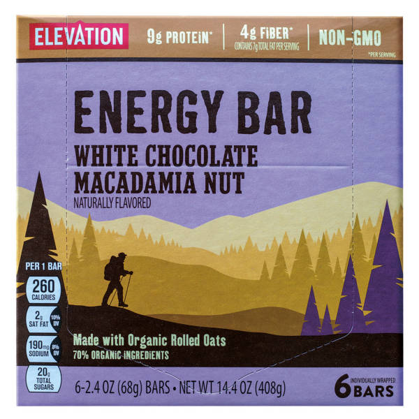 Elevation White Chocolate Macadamia Nut Energy Bars, 6 count