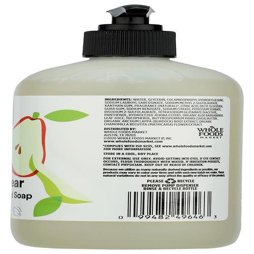 Whole Foods Market Liquid Hand Soap, Anjou Pear, 12.5 Fl Oz