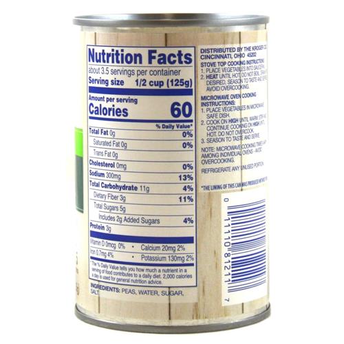 Kroger Garden Variety Canned Sweet Peas 15 oz