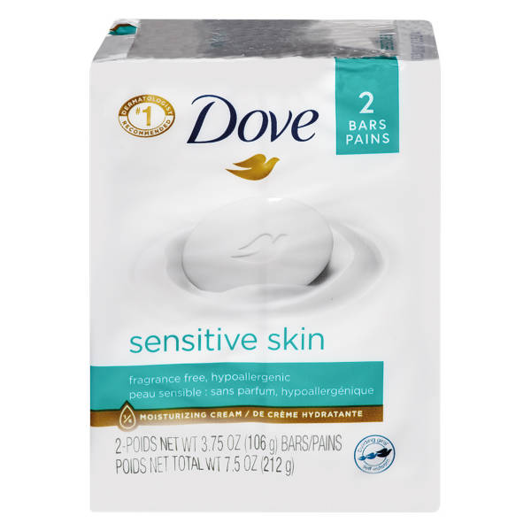 Dove Sensitive  Skin Beauty Bar Soap, 2 count