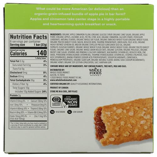 Whole Foods Market Organic Apple Cereal Bar 6 Count, 7.8 Ounce
