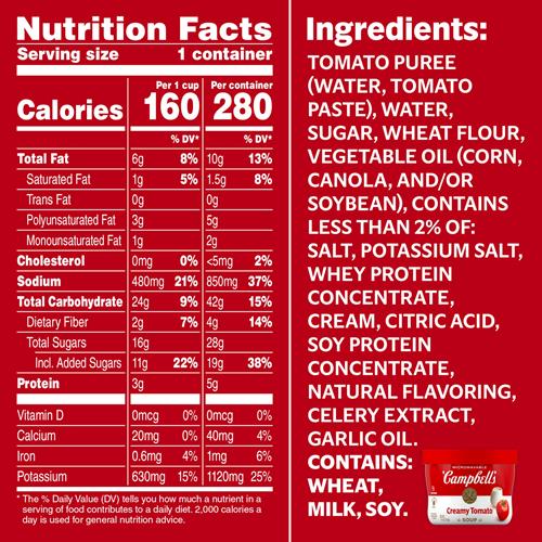 Campbells Creamy Tomato Soup, 15.4 Oz Microwavable Bowl