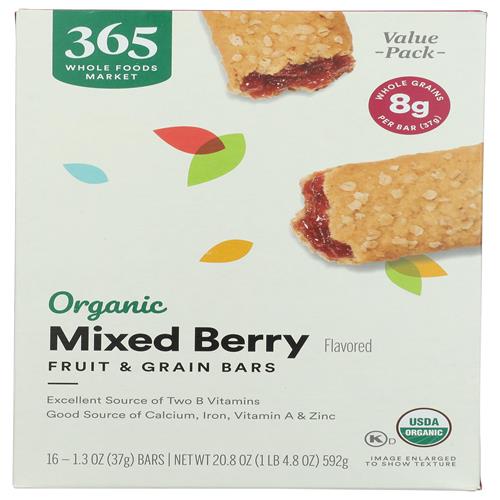 Whole Foods Market Organic Mixed Berry Fruit And Grain Bars, 20.8 Ounce, 16 Count