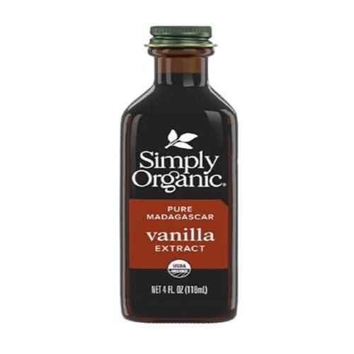 Simply Organic Pure Madagascar Vanilla Extract, 4-Ounce Glass Jar, Certified Organic, Sugar-Free Flavor For Smoothies (Pack Of 1)