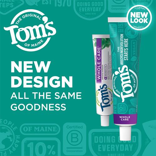 Toms Of Maine Whole Care Natural Toothpaste With Fluoride, Peppermint, 4 Oz.