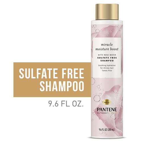 Pantene Nutrient Blends Miracle Moisture Boost Rose Water Shampoo For Dry Hair, Sulfate Free, Floral, 9.6 Fl Oz
