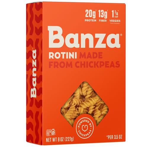 Banza Rotini Pasta From Chickpeas - Gluten Free, High Protein, And Lower Carb Protein Rotini Chickpea Pasta - 8Oz