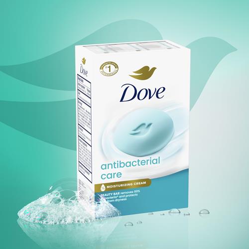 Dove Beauty Bar Soap Antibacterial Care 6 Count For Clean, Moisturized Skin, Removes Bacteria 3.75 Oz